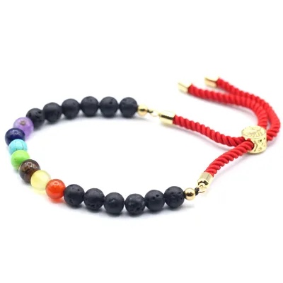 Bracciale in oro placcato pietra lavica chakra — per l'equilibrio interiore e la trasformazione