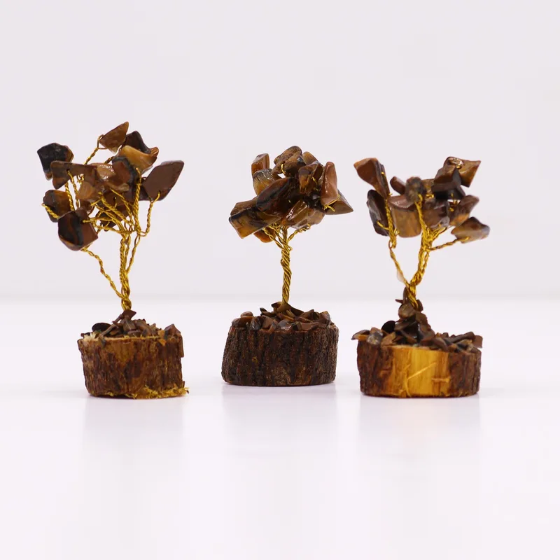 Mini Gemstone Trees On Legno Base - Tigereye (15 stones) — foto 4