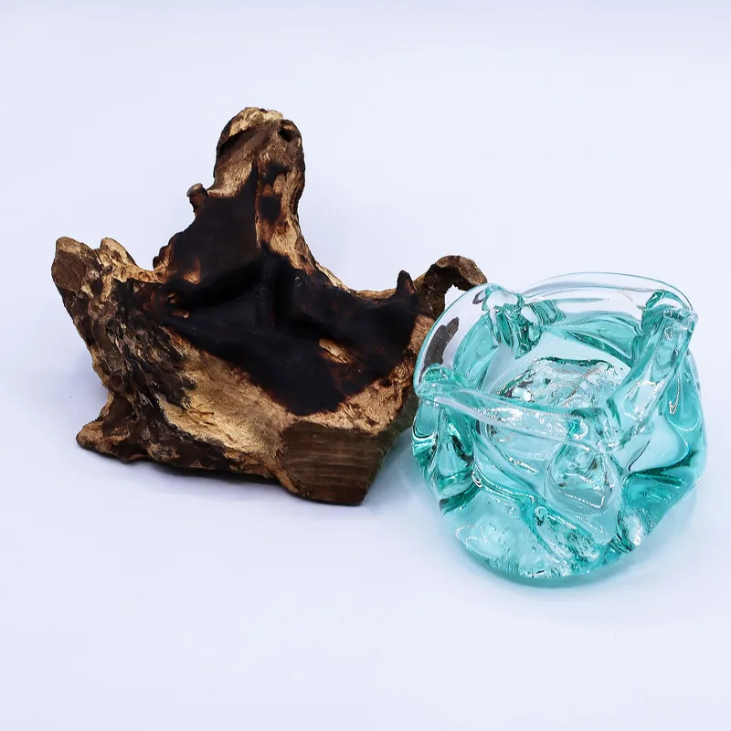 Molten Glass Chunky Ashtray / Candela Porta on Legno 23cm — foto 6