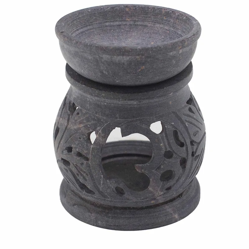 Small Soapstone Olio Bruciatore 8cm - Om