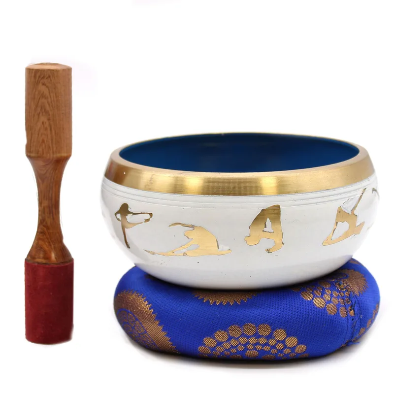 Lrg Yoga Moves Singing Bowl Set- White/Blue 14cm — foto 3