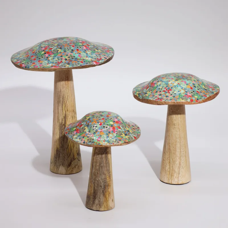 Small Enamelled Mushroom - 10cm - Mediterranean Tile Pattern — foto 2