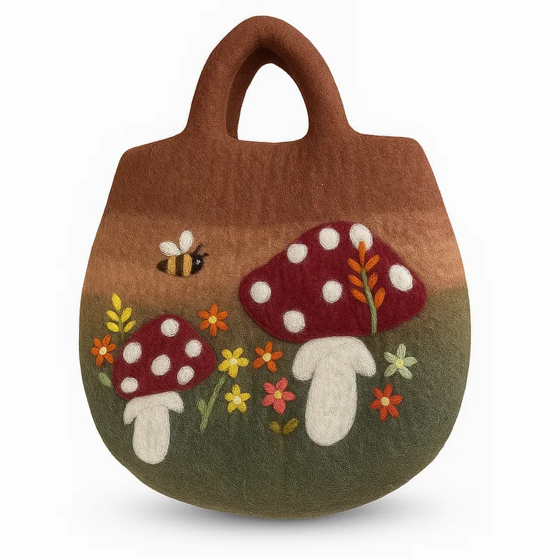 Mushroom Garden Felted Bag 35x27cm