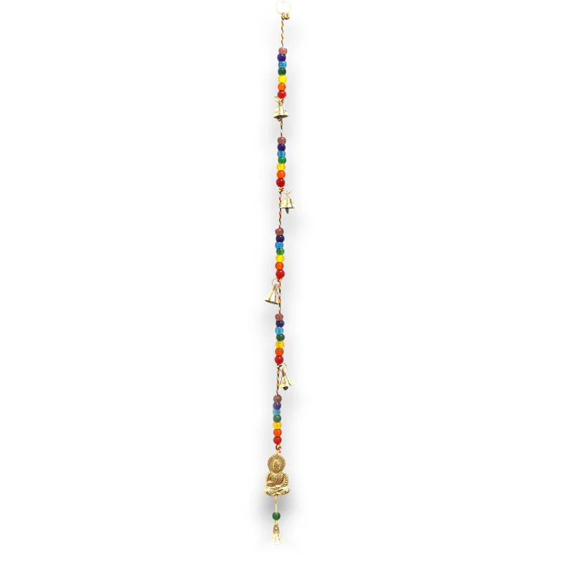 Indian Chimes Brass Buddha with Chakra Beads String Bells 53cm — foto 1