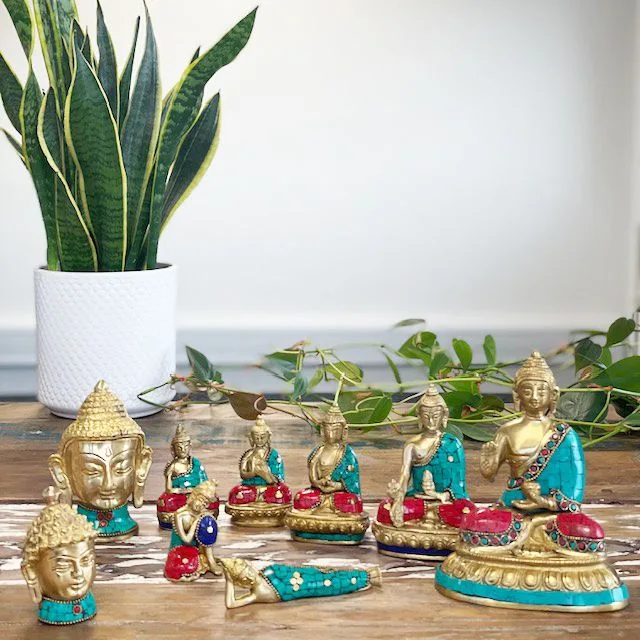 Brass Buddha Figure Hands Down 11.5 cm — foto 6