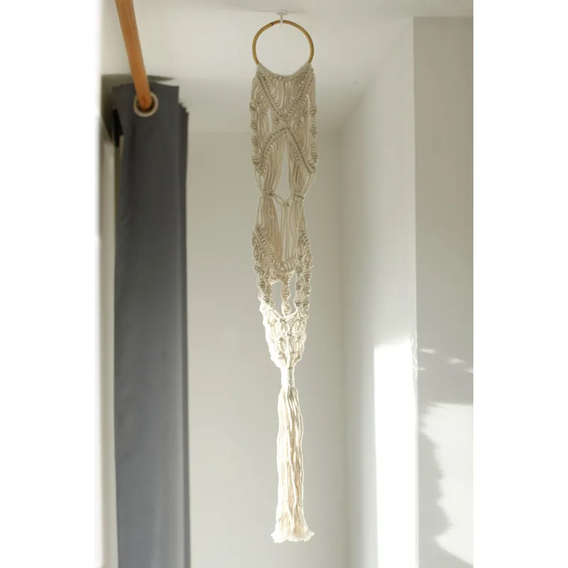 Macrame Pot Porta Long With Ratten Hoop — foto 3