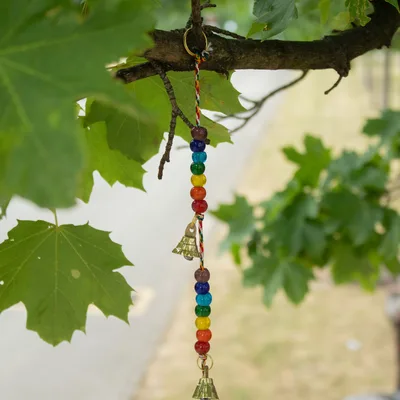 Indian Chimes Brass OM with Chakra Beads String Bells 53cm — foto 4