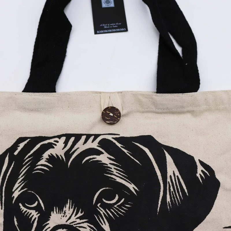 Nomad Sari Iconic Classic Tote Bag - It's a Dogs Life - Bianco 10oz — foto 2