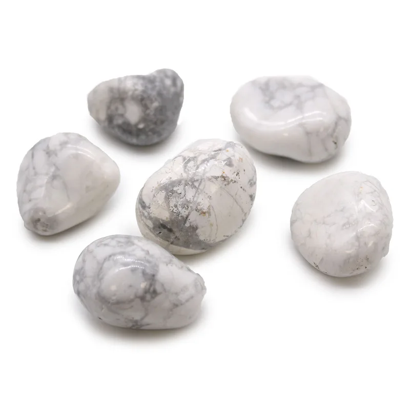 Bag of 6 Large African Tumble Stones - Bianco Howlite - Magnesite