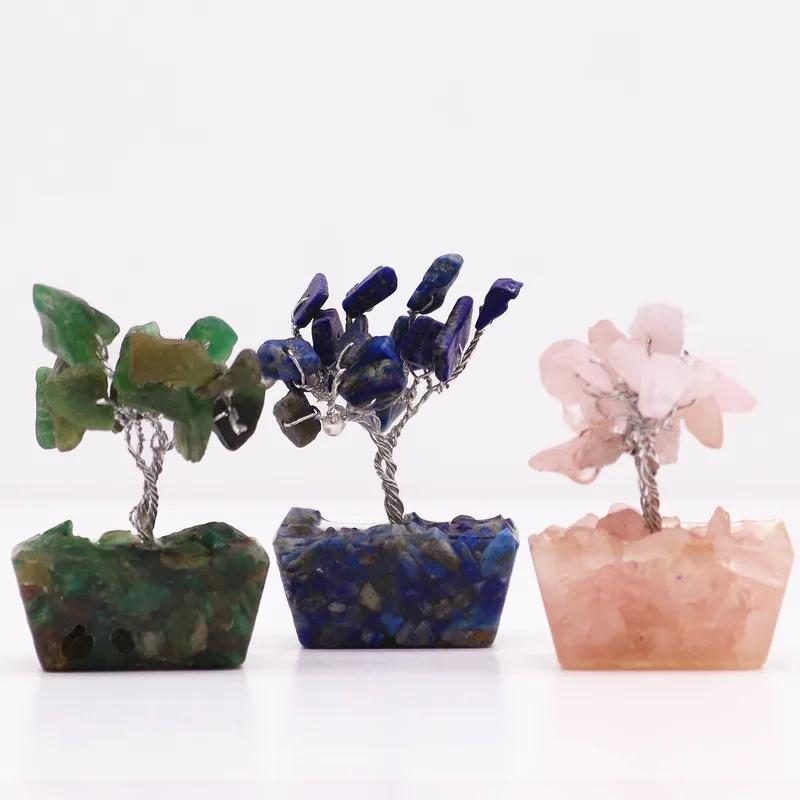 Scatola of 12 Mini Gemstone Trees On Orgonite Base Assorted Mix — foto 1