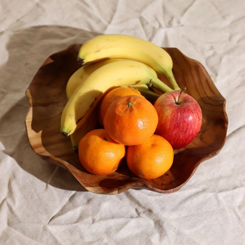 Smooth Round Teakwood Fruit Bowl 28x5.5cm — foto 1