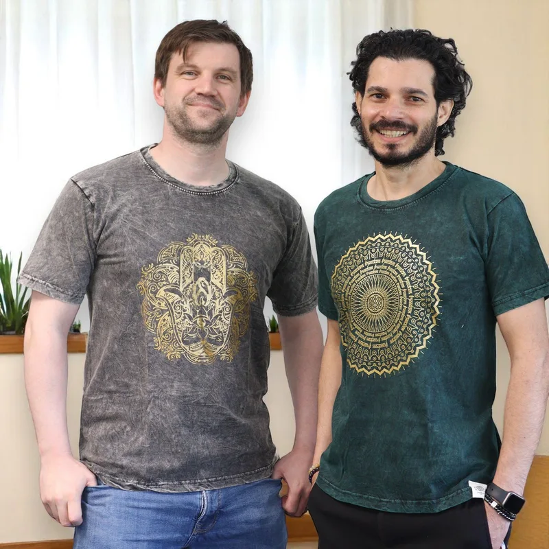 Nomad Sari Stonewashed Cotton T-Shirt – Hamsa – Dark Grey – Medium — foto 1