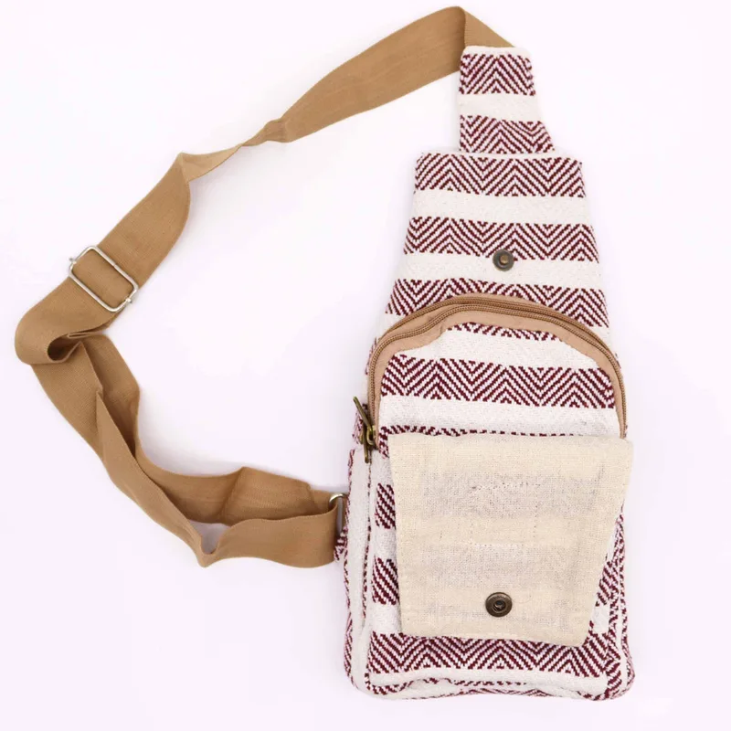 Corpo Cross Bag Naturale Cotton Burgundy & Bianco — foto 3