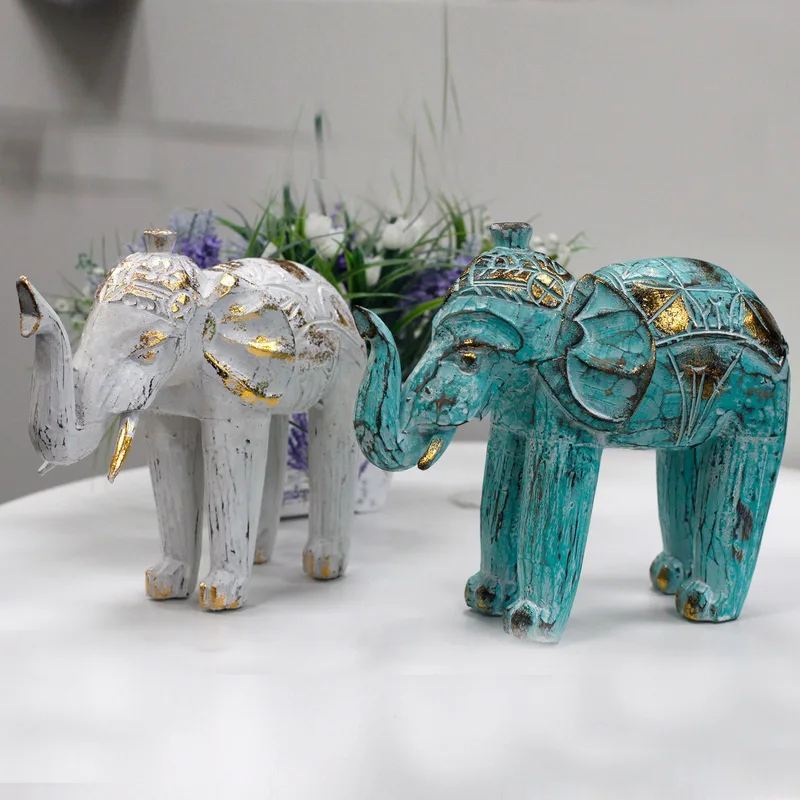 Legno Carved Elephant Bianco Oro — foto 3