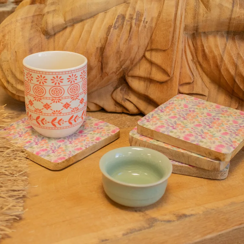 Set di 4 sottobicchieri quadrati - Fiori delicati — foto 1