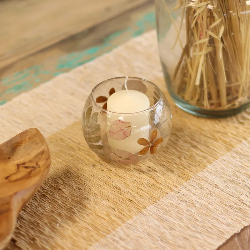 Naturale Floral Glass - Bowl Candela Porta - Primavera - (8x10cm) — foto 2