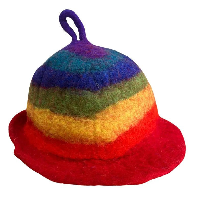 Felted Sauna Bowl Hat Rainbow — foto 2
