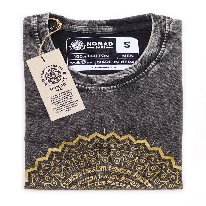 Nomad Sari Stonewashed Cotton T-Shirt – Mandala – Dark Grey – Small — foto 2