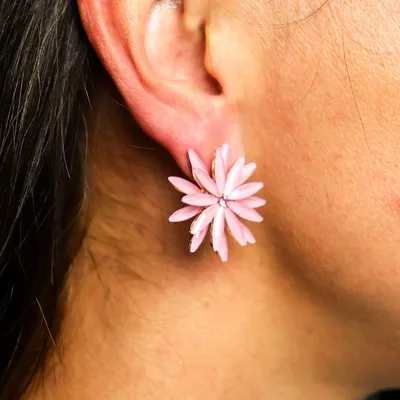 Soft Pink - Vintage Glass - Fiori - Earrings — foto 4