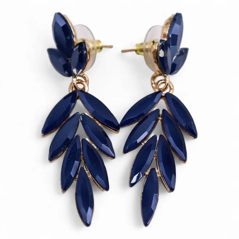 Royal Blu Vintage Glass Long Drop Earrings — foto 4