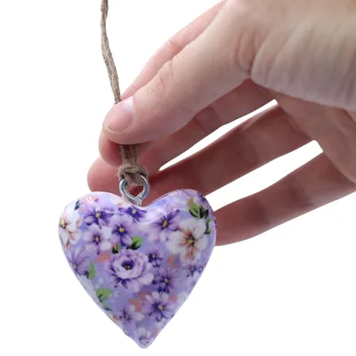 Large Decor Legno Hearts - Purple Fiore — foto 1