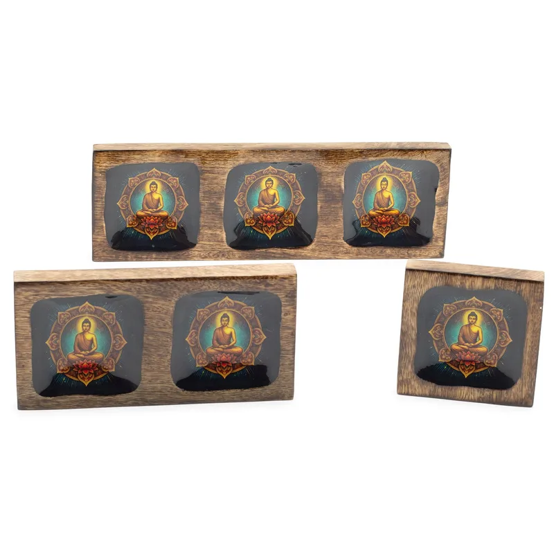 Lrg Enamelled Mango Tray Set Buddha — foto 3