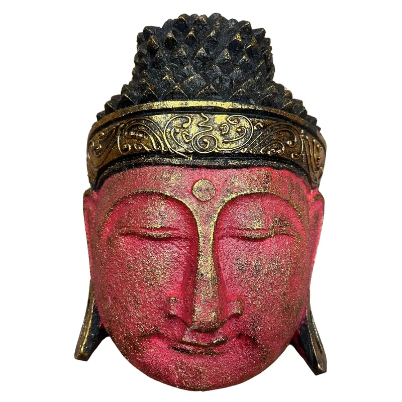 Home Decoration Buddha Head 25cm Red Shine Finish — foto 1