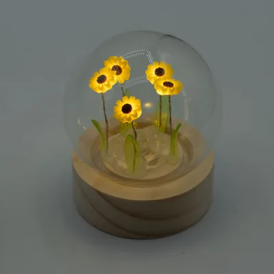 Floral Glow Garden Dome - 5 Sunflowers - LED Battery — foto 1