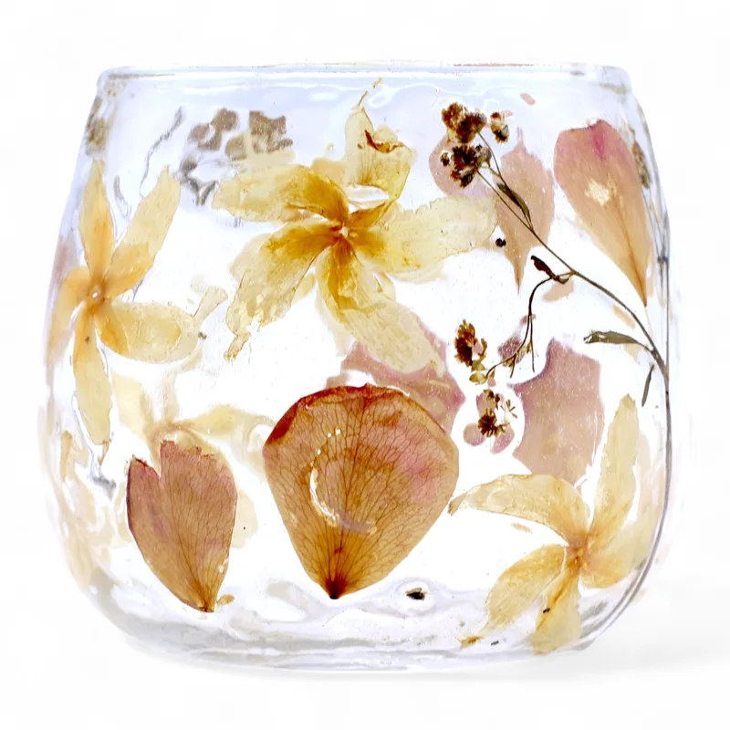 Naturale Floral Glass - Straight Candela Porta - Rosa - (8x8cm) — foto 3