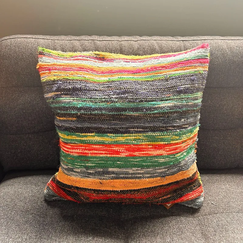 Rag Rug Cushion Covers 40x40cm Naturale Greens