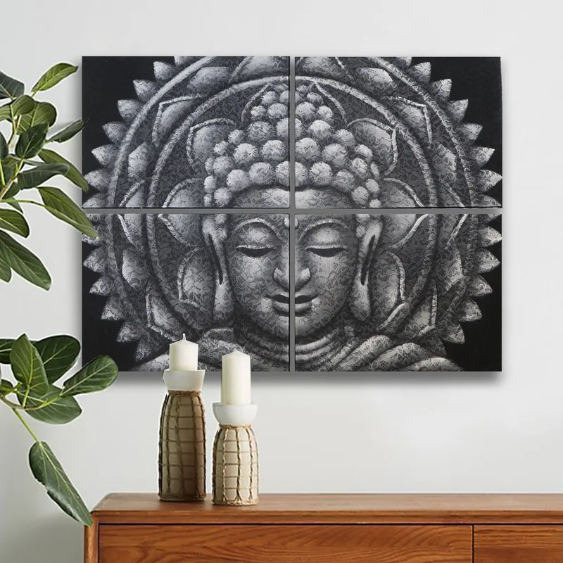 Grey Buddha Mandala Brocade Detail 30x40cm x 4 — foto 1