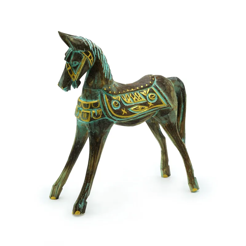 Medium Oro & Turquoise Horse 25 cm