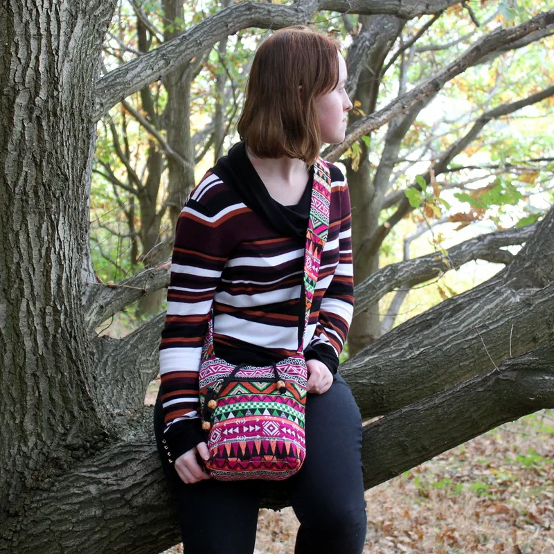 Jacquard Bag Pink Sling Bag