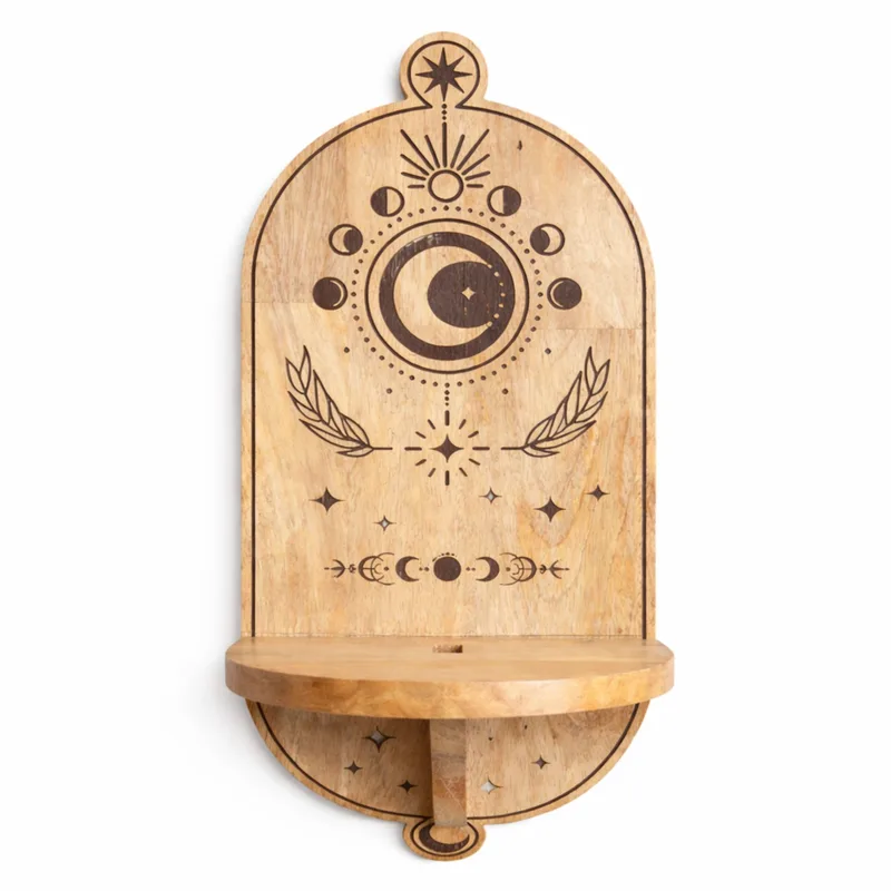 Moon Phase & Albero Carved Arch Wall Shelf