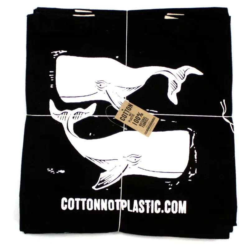 Lrg Nero 8oz Cotton Bag 38x42cm - WHALES - Bianco — foto 1