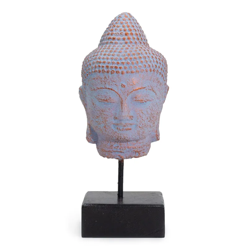 Stillness Buddha Head on Stand Blu Copper