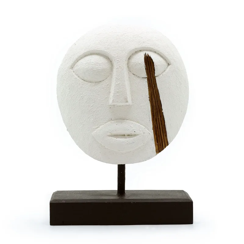 Timor Tribal Decorative Mask Bianco 27x20cm