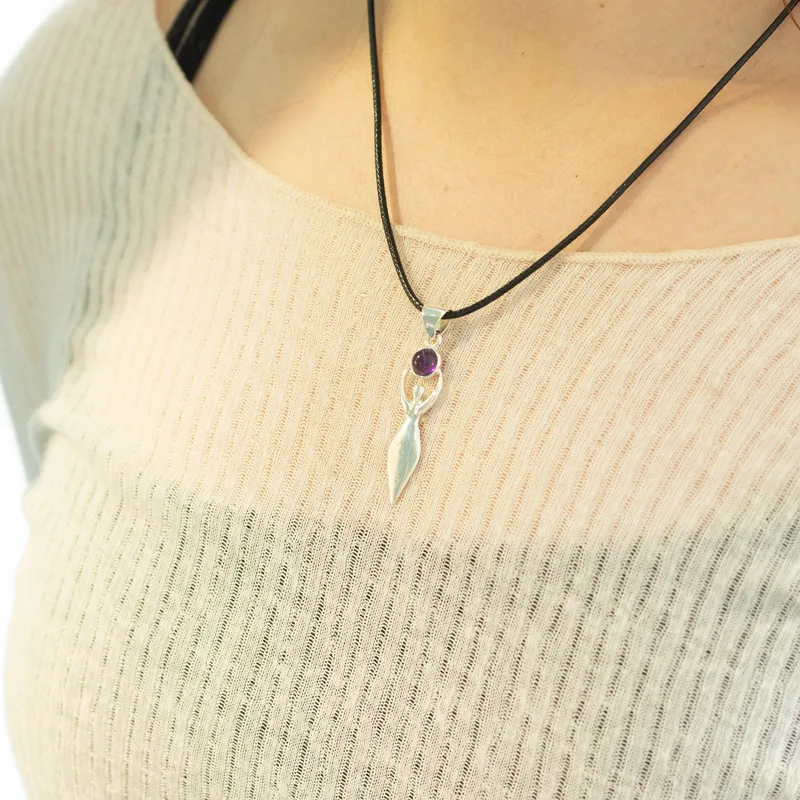 Indian Devotional Pendant Argento Plated Goddess Amethyst — foto 3