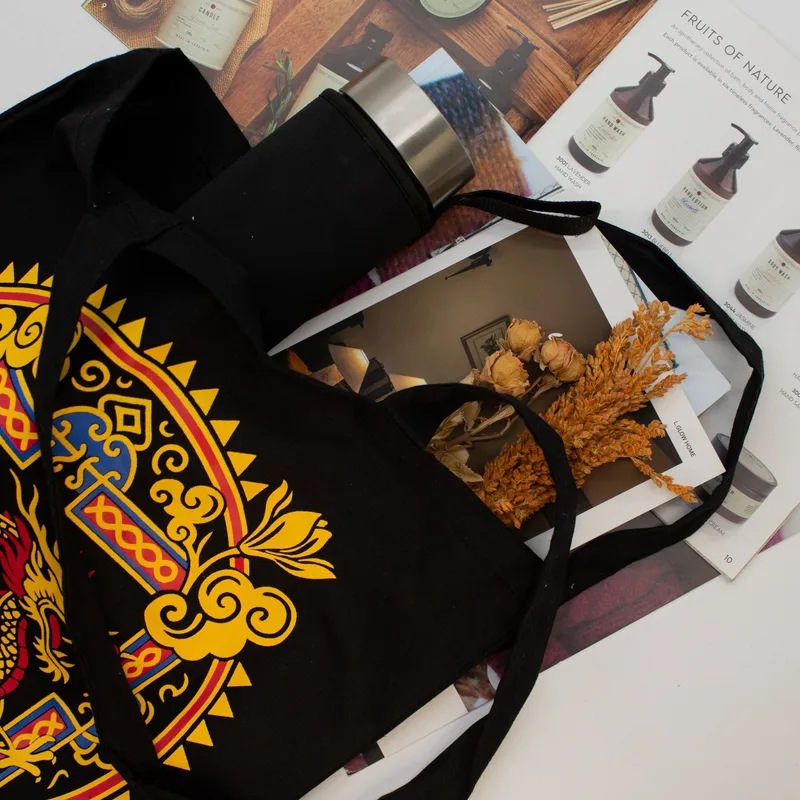 Iconic Classic Tote Bag - Dragon Yin & Yang- Nero 6oz — foto 1