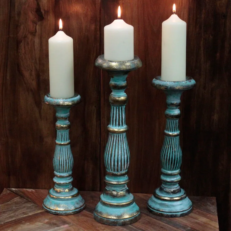 Small Candela Stand Turquois Oro — foto 1