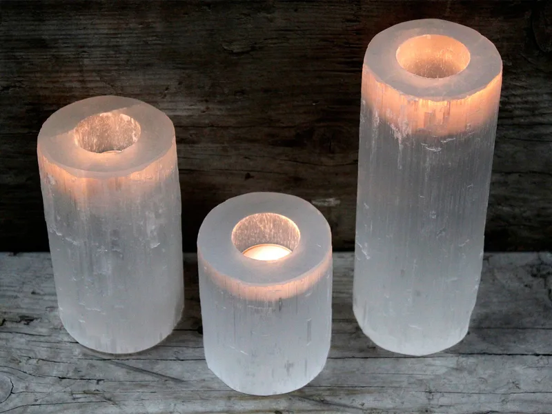 Selenite Cylinder Candela Porta 20 cm — foto 3