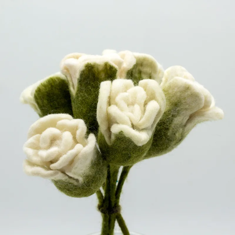 6x Felt Fiori Bianco Roses