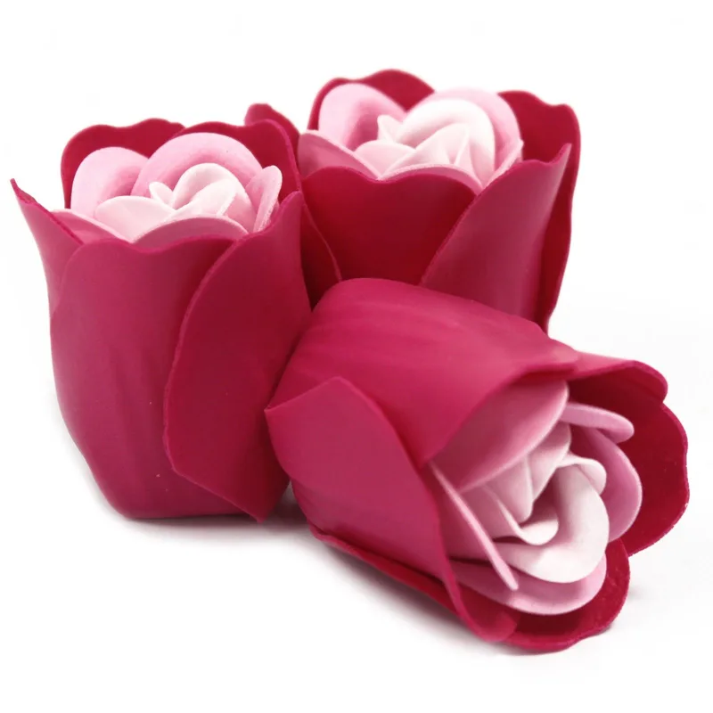 Set di 3 Sapone Fiore a Cuore - Rosa Rosa