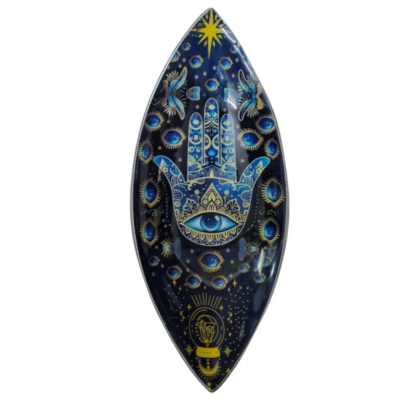 Enamel Incenso Bowl Aluminum Blu Hamsa