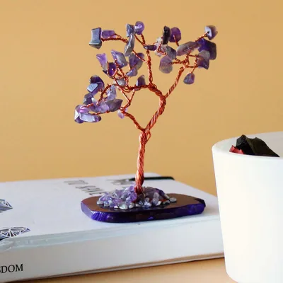 Gemstone Albero - Amethyst on Naturale Agate Base (35 stones)