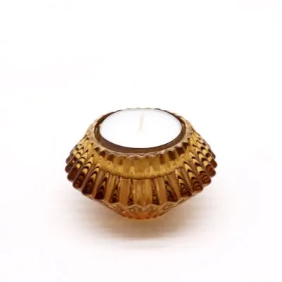 Set of 2 Fiore Flip Dinner Candela / Tealight Porta - Antique Ambra — foto 1