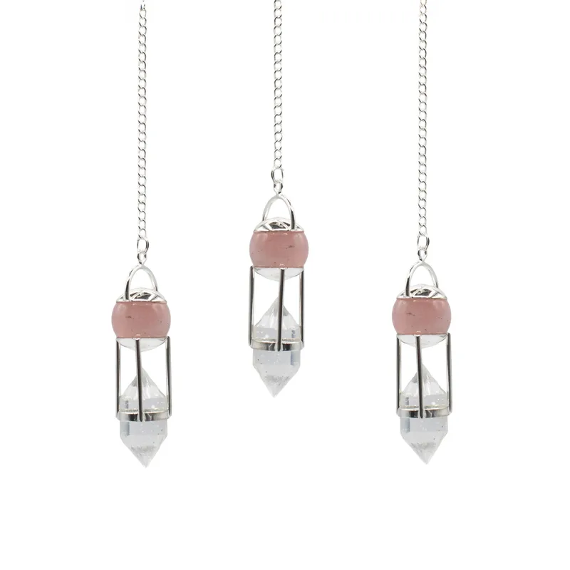 The Heart Whisperer Double Power Pendulum Rosa Quartz Globe Clear Quartz Double Terminated