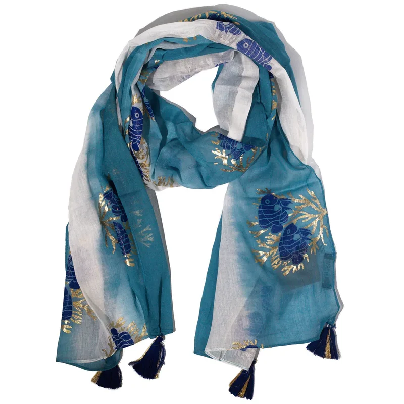 Nomad Sari Aqua Fish Scarf – Sea Blu (180x50cm)