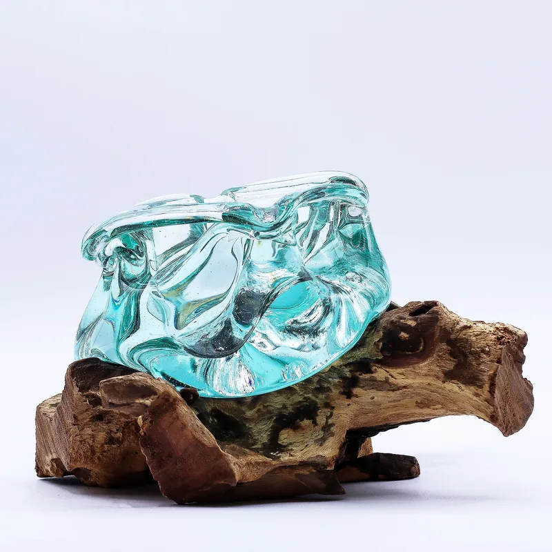 Molten Glass Chunky Ashtray / Candela Porta on Legno 23cm — foto 4