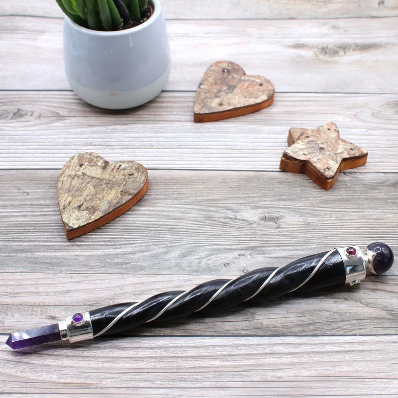 Twisted Healing Wand Argento Amethyst Sphere — foto 1